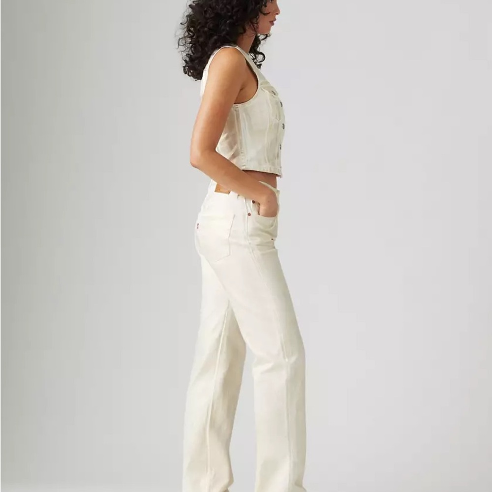 Levi's Women's Straight Leg Jeans - Metallic Cream - Picture 2 of 3